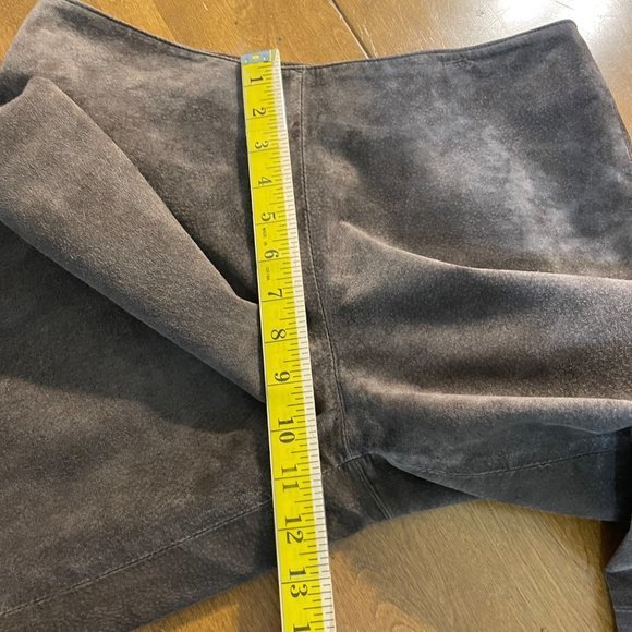 B & J Women Brown Leather Suede Straight Leg Mid Rise Back‎ Zip Up Pants Sz 6 - Picture 6 of 8